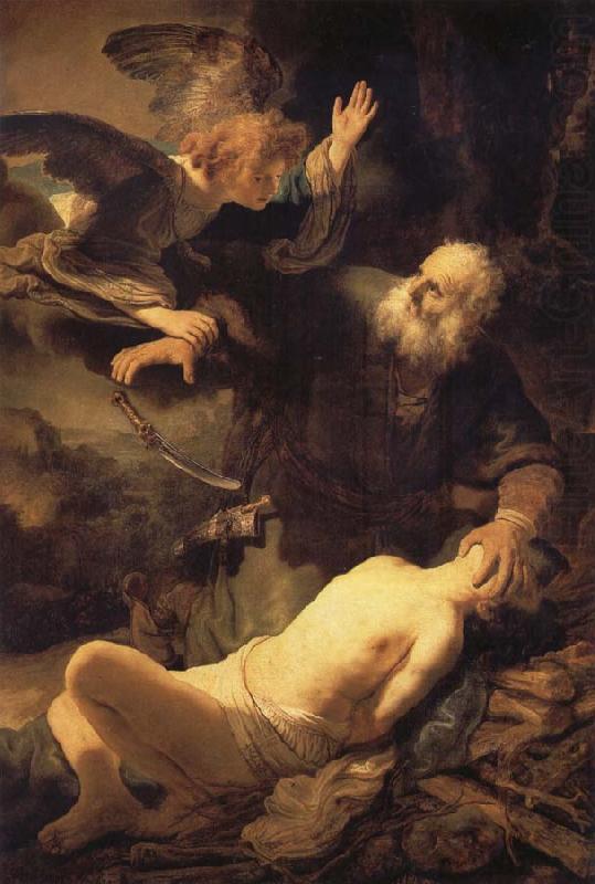REMBRANDT Harmenszoon van Rijn The Angel stopping Abraham from sacrificing Isaac to God china oil painting image